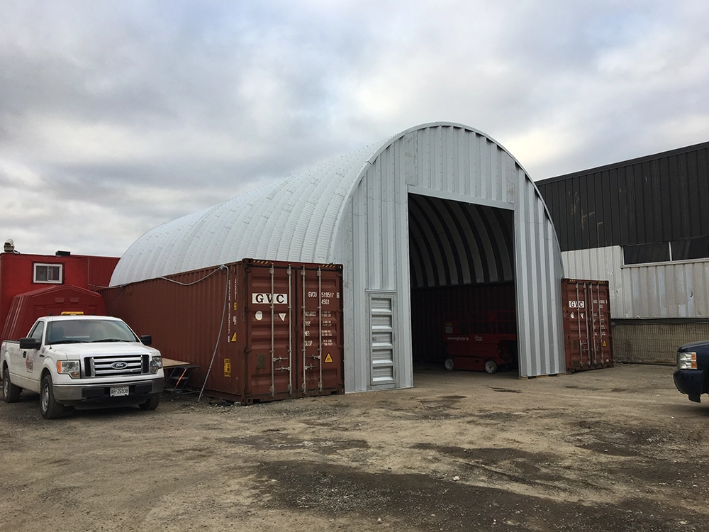 Container cover building exterior