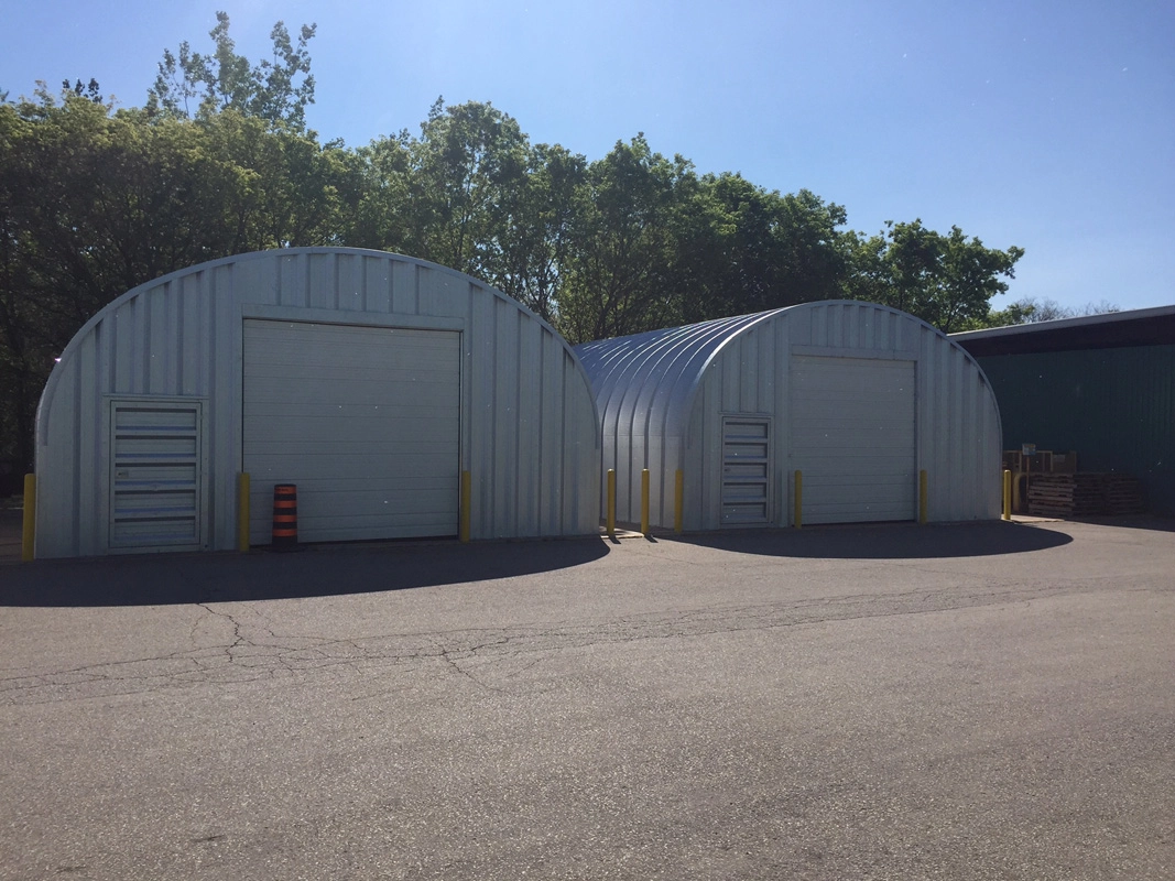 Two steel storage buildings