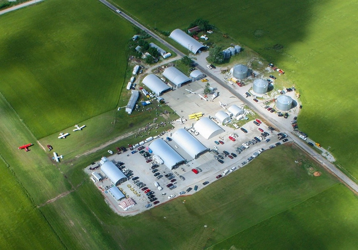 Aerial photo of steel buildings