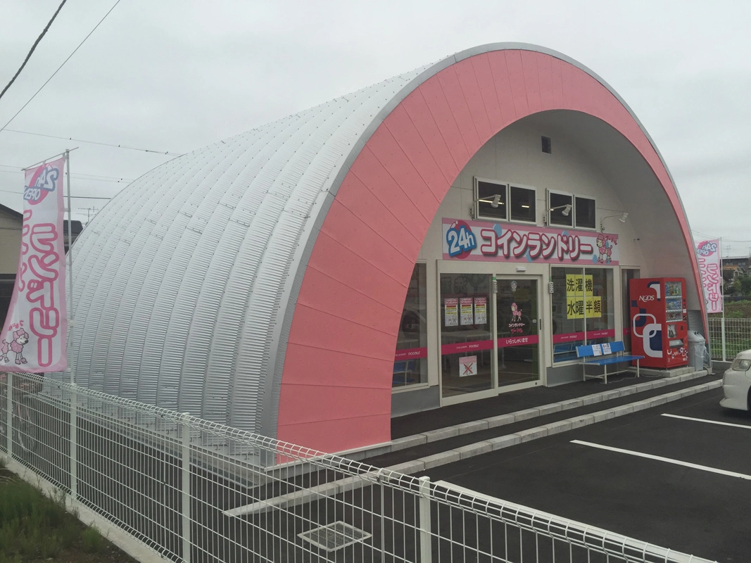 Retail building exterior view