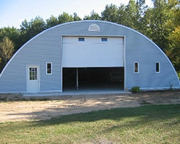 Large garage with custom front wall