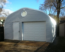 Grey garage with custom window