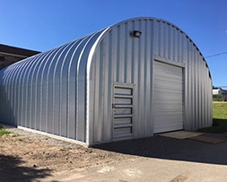 S-Series equipment storage building attached to main building