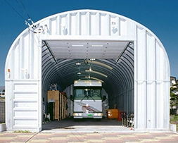 RV parked inside building